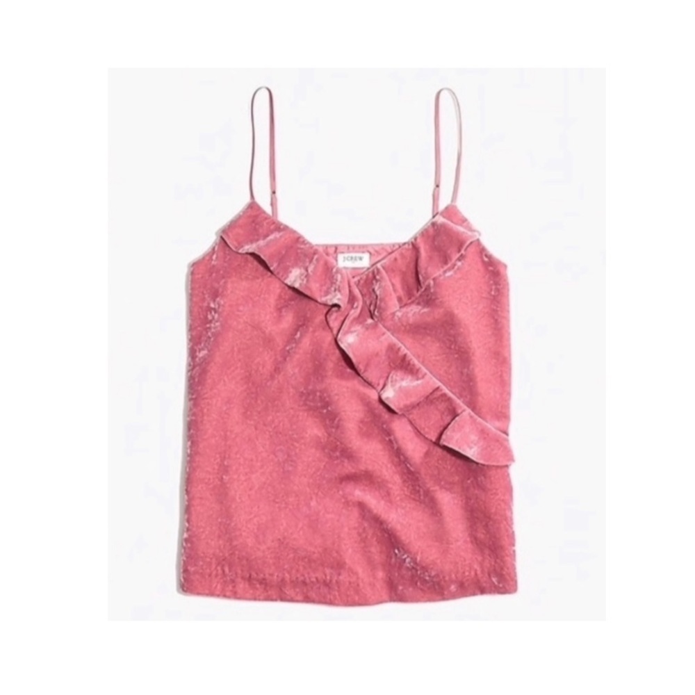 J. Crew Velvet Ruffle Cami in Pink.